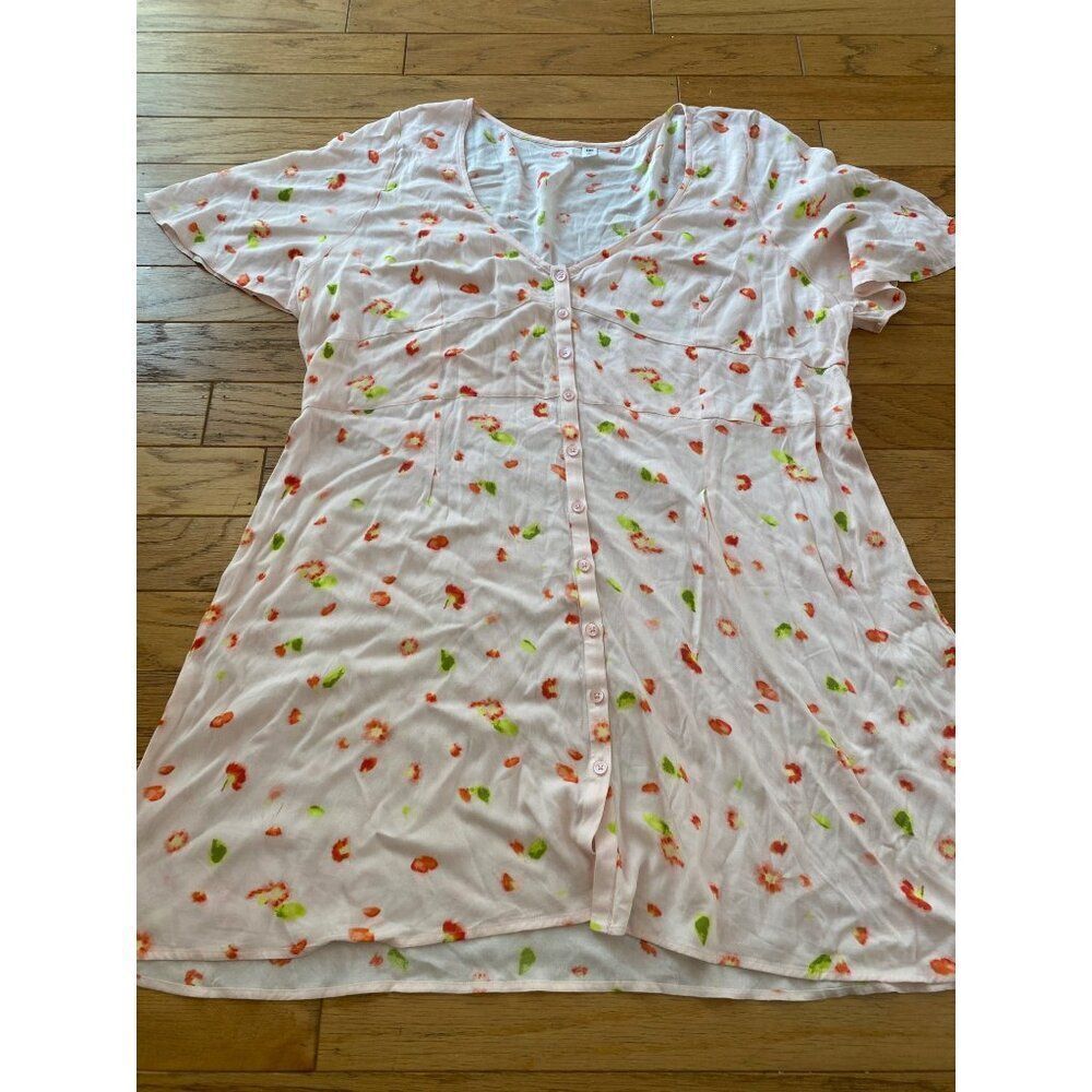 NWOT BP. Women's Plus Size 3X Floral Button-Front Lightweight short dress